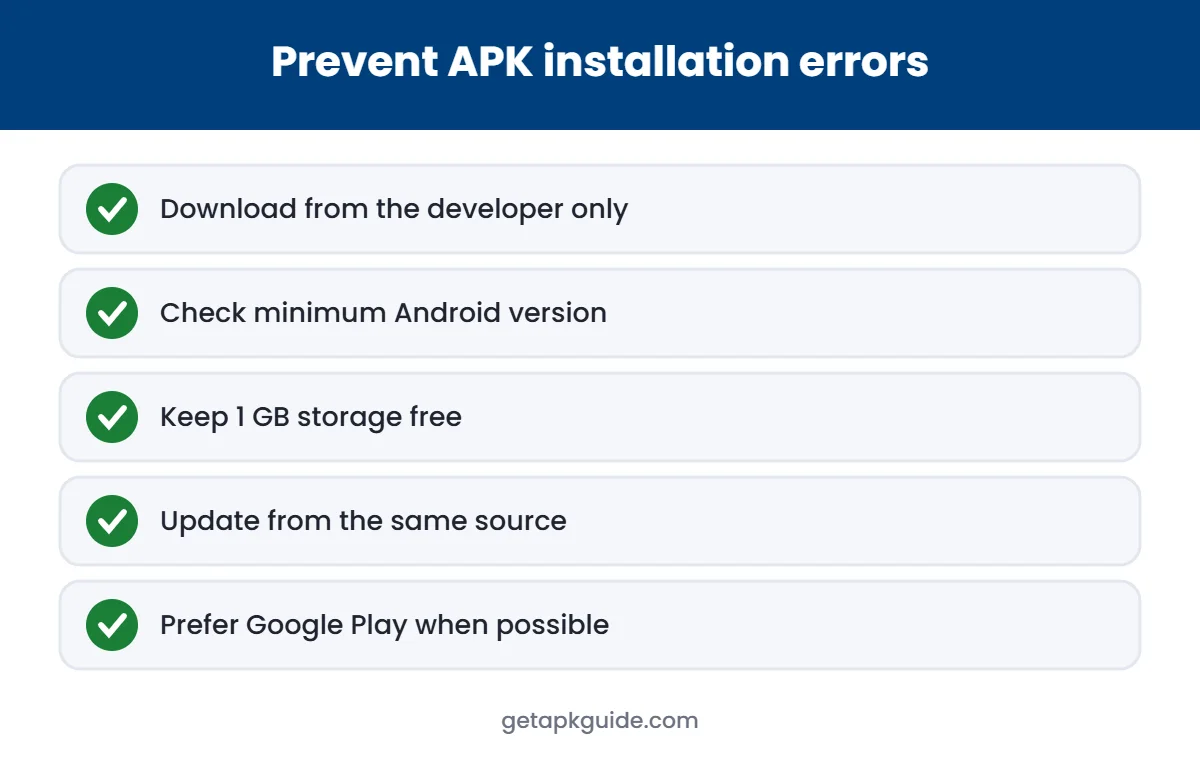 How to prevent APK installation errors