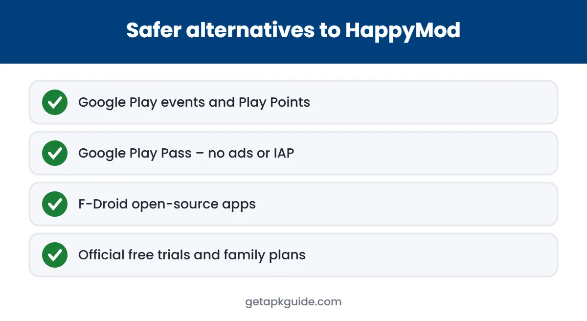 Safer alternatives to HappyMod