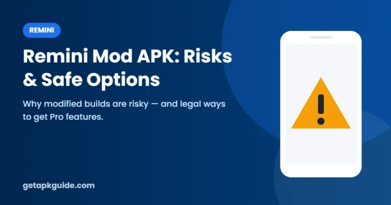 Remini Mod APK risks and safe options – GetAPKGuide guide cover